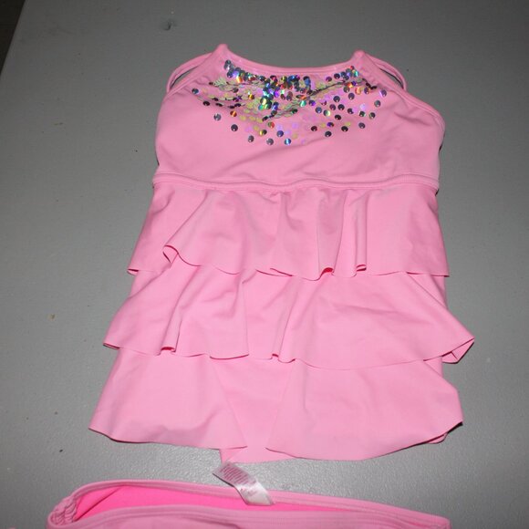 Pink 2 Pcs Justice Tankini Swimsuit Size 14 - Picture 3 of 11